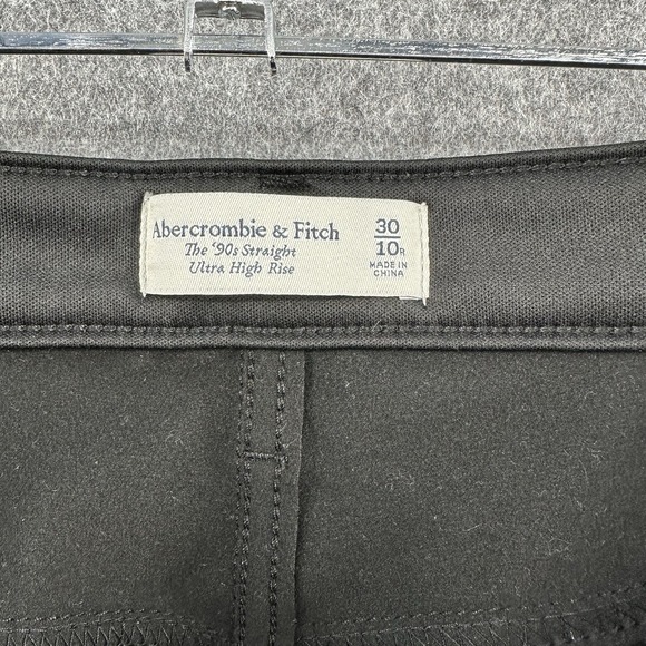 Abercromie & Fitch Vegan Leather Pants Womens 10 Black The 90's Ultra High Rise - Picture 10 of 15